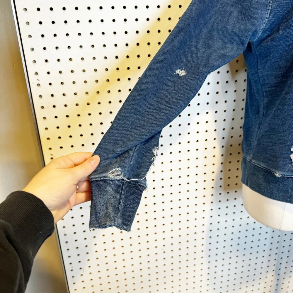 J.‎ Crew / Rivet and Thread | Navy Blue Distressed Thrashed Crewneck Sweater XS
